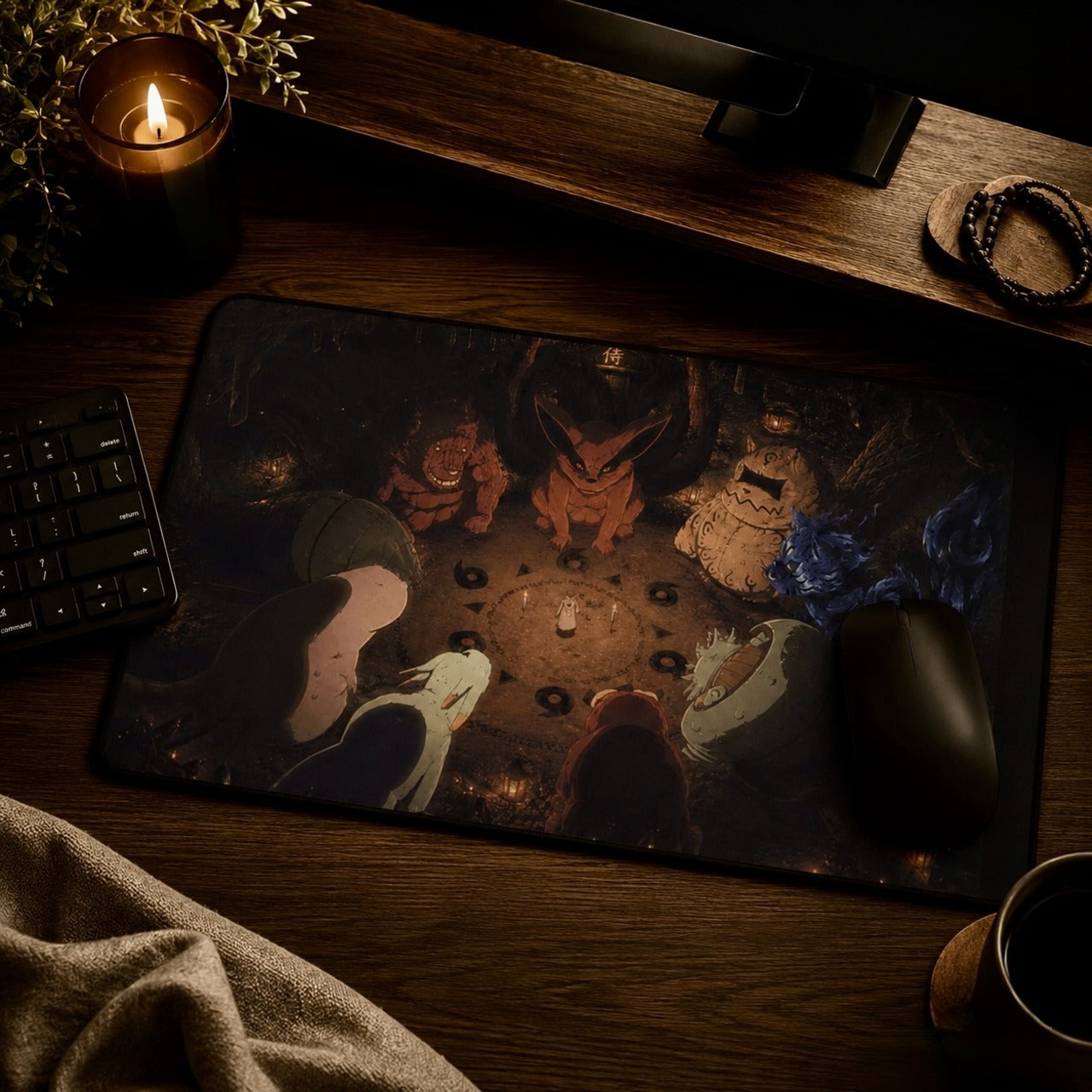 Tailed Beasts Gathering Desk Mat — Anime Extended Gaming Mouse Pad | Dark Mystical